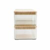 Martha Stewart Grady Set of 3 Clear Plastic Stackable Storage Boxes with Light Natural Paulownia Wood Lids GS-BA1360-3W-CL-NT-MS